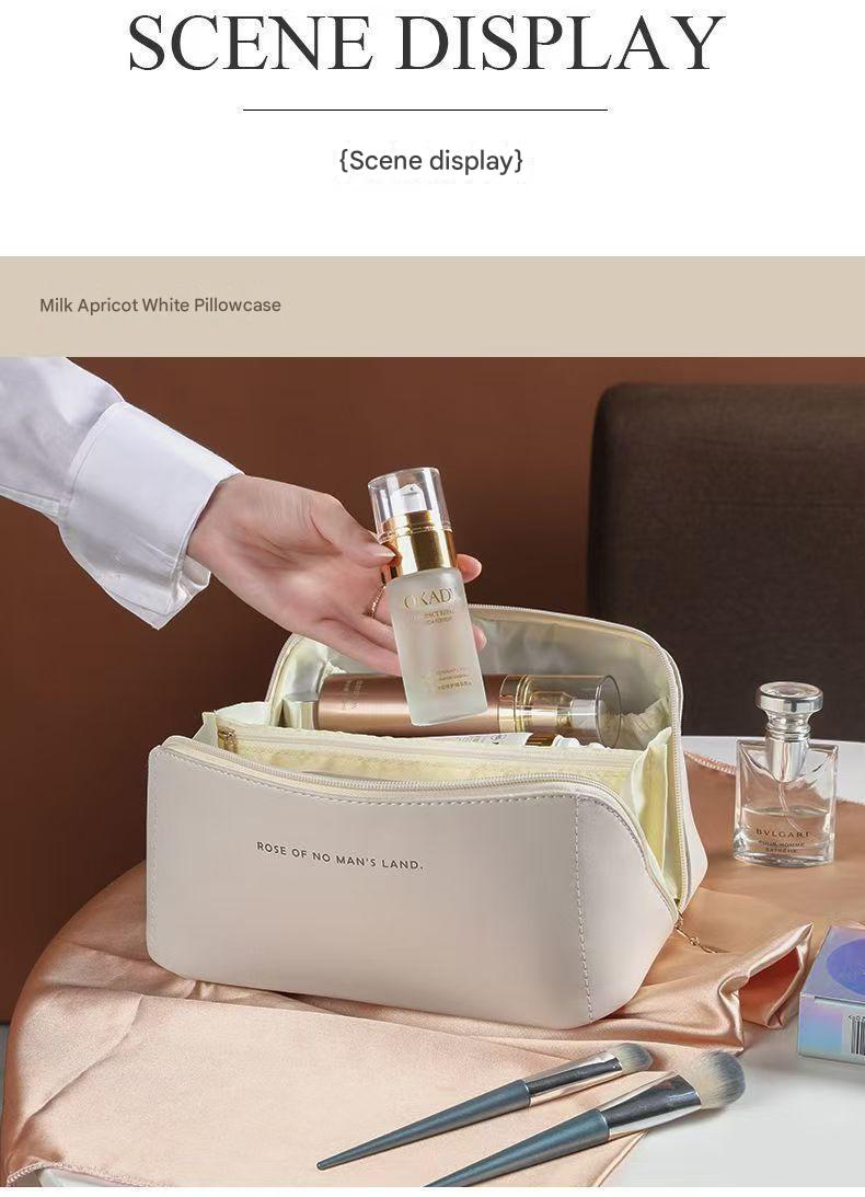 Multifunctional Toiletry Bag With Thickened PU Pillow Case Travel-Friendly Portable High-Fashion Makeup Bag Handheld Storage Pouch