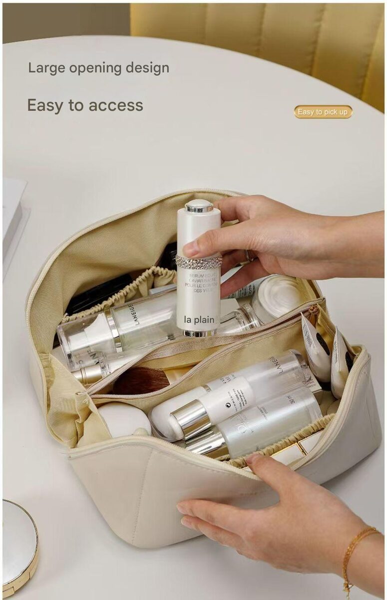 Multifunctional Toiletry Bag With Thickened PU Pillow Case Travel-Friendly Portable High-Fashion Makeup Bag Handheld Storage Pouch