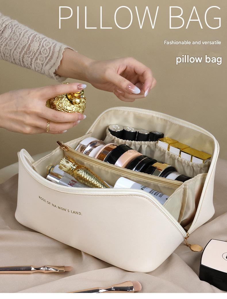Multifunctional Toiletry Bag With Thickened PU Pillow Case Travel-Friendly Portable High-Fashion Makeup Bag Handheld Storage Pouch