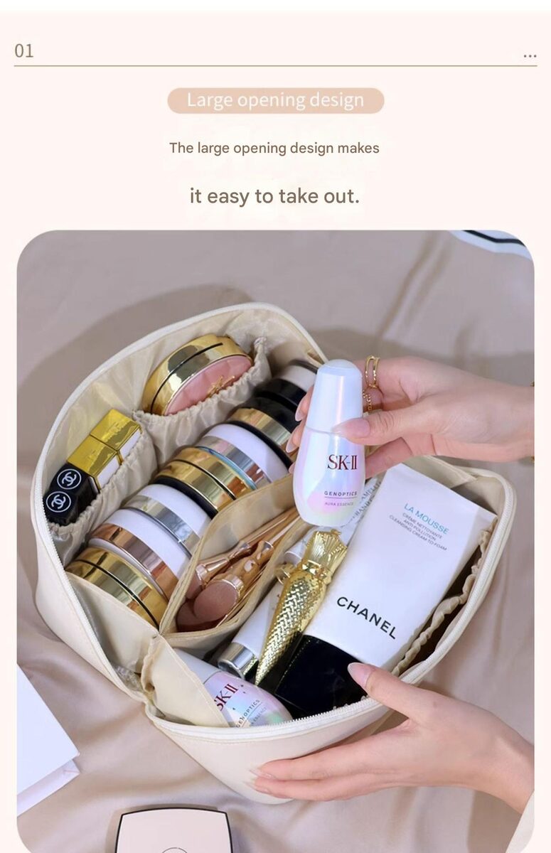 Multifunctional Toiletry Bag With Thickened PU Pillow Case Travel-Friendly Portable High-Fashion Makeup Bag Handheld Storage Pouch