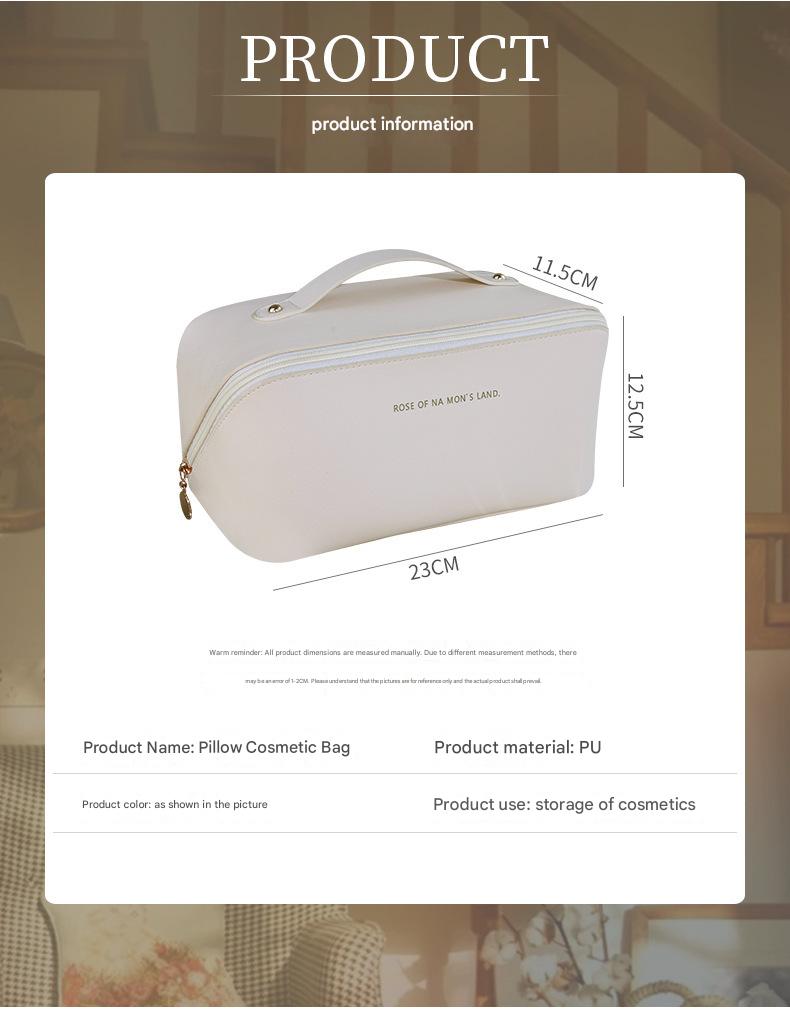 Multifunctional Toiletry Bag With Thickened PU Pillow Case Travel-Friendly Portable High-Fashion Makeup Bag Handheld Storage Pouch