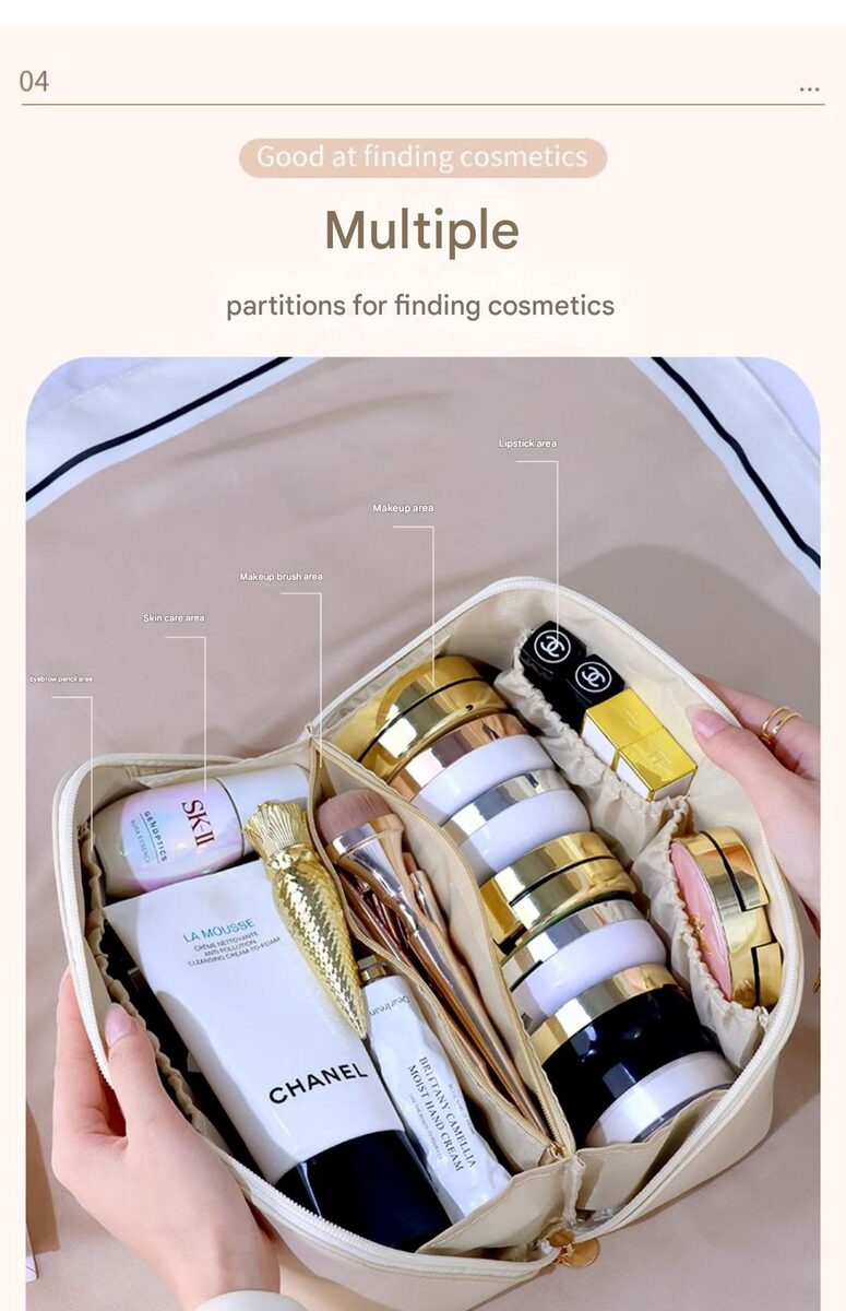 Multifunctional Toiletry Bag With Thickened PU Pillow Case Travel-Friendly Portable High-Fashion Makeup Bag Handheld Storage Pouch