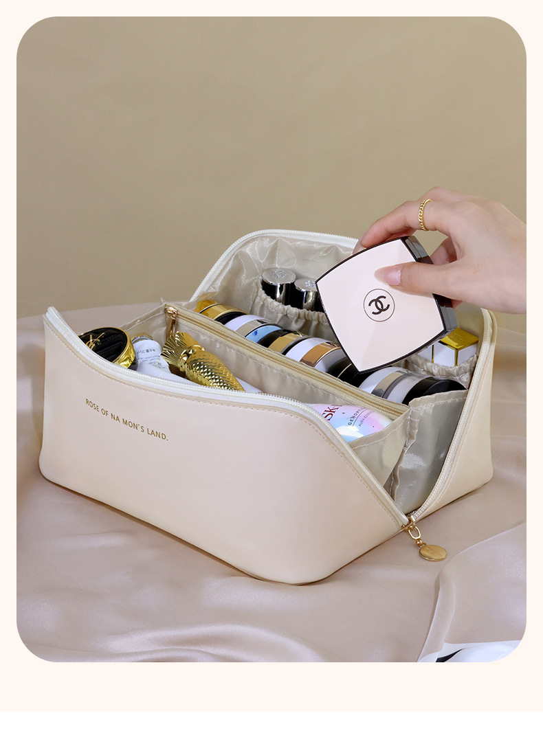 Multifunctional Toiletry Bag With Thickened PU Pillow Case Travel-Friendly Portable High-Fashion Makeup Bag Handheld Storage Pouch