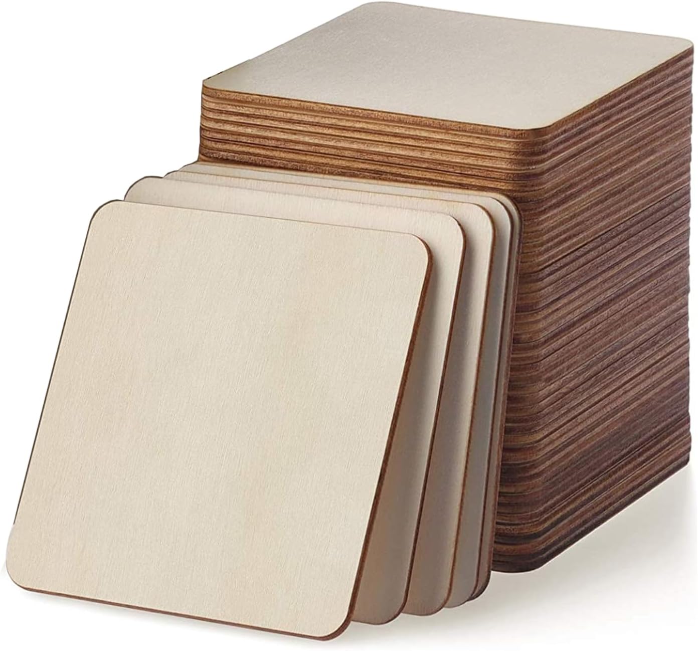 Unfinished Wood Squares 80 Units, 3x3 Inch Wooden Board Tiles For DIY Crafts, Painting, Home Decor And Creative Projects