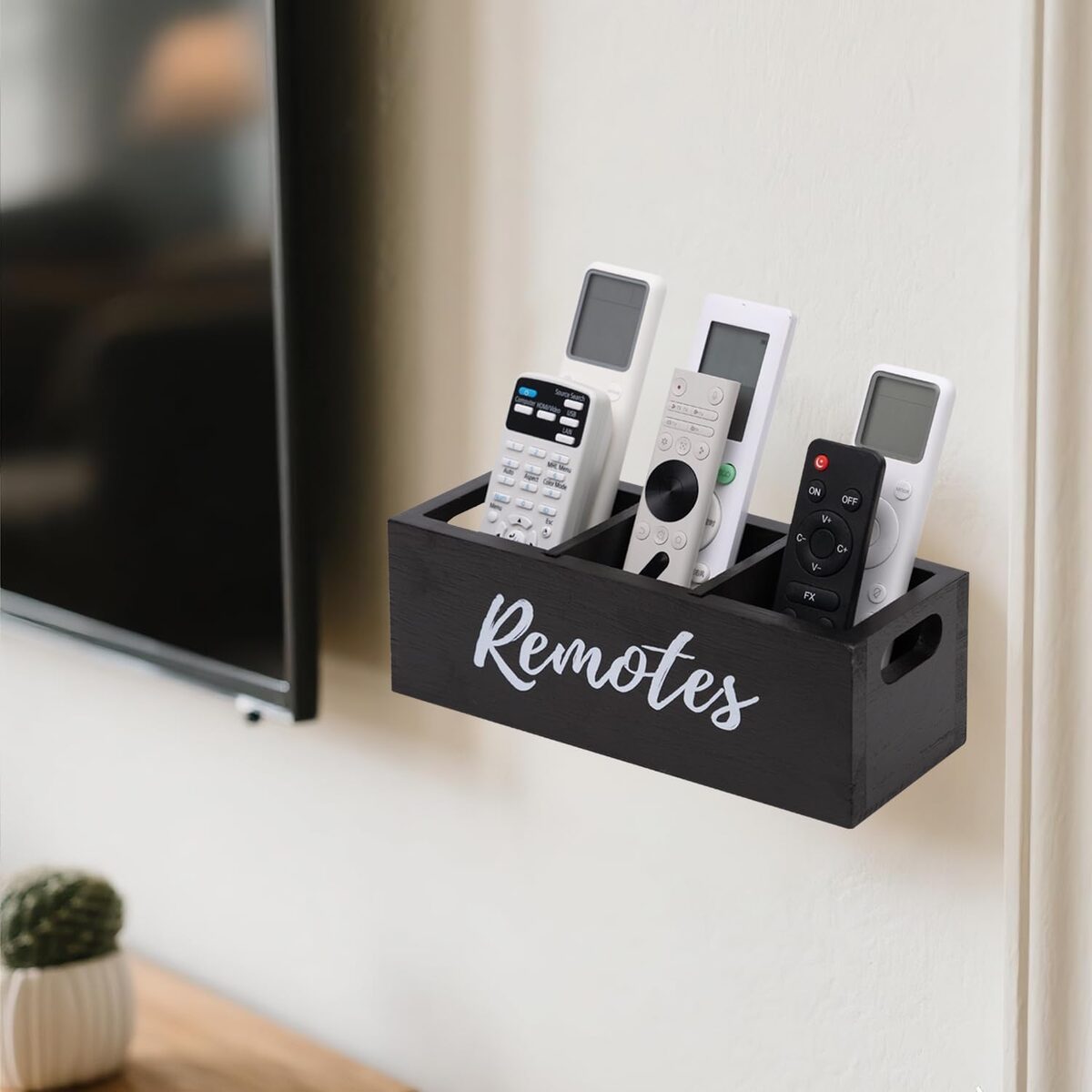 Remote Control Holder, Wall Mount And Desktop Organizer For TV Remotes, Media Controllers, Phone And Small Accessories
