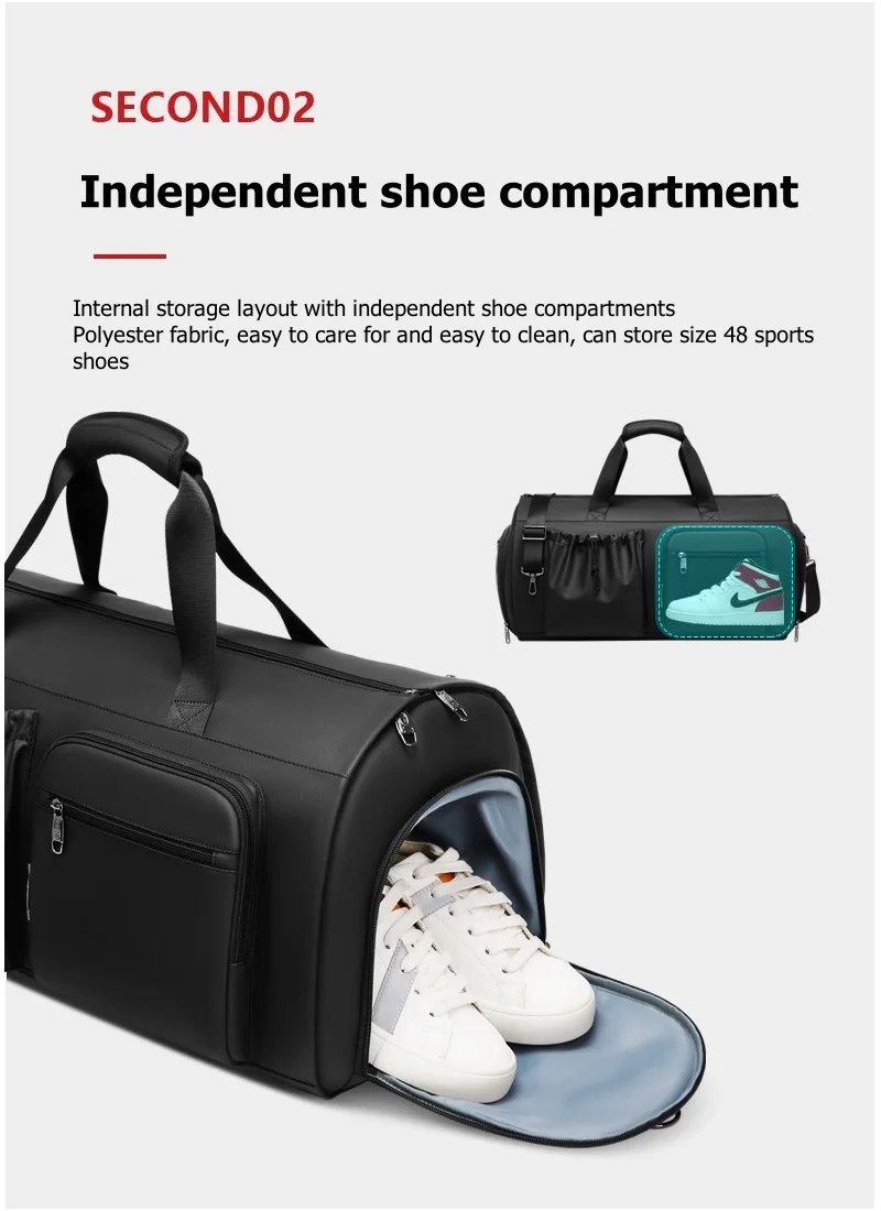 High Quality Waterproof Suit Bag For Men Large Capacity Travel Bag With Shoe Compartment Dry And Wet Separation Travel Organizer