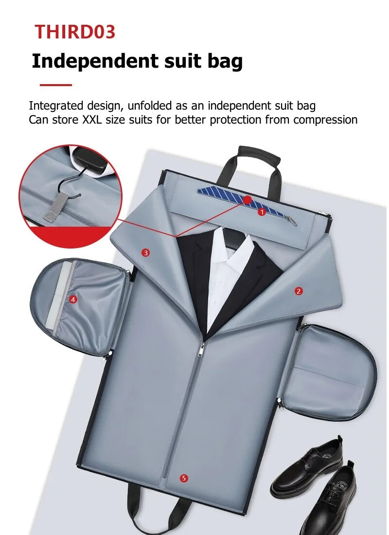 High Quality Waterproof Suit Bag For Men Large Capacity Travel Bag With Shoe Compartment Dry And Wet Separation Travel Organizer