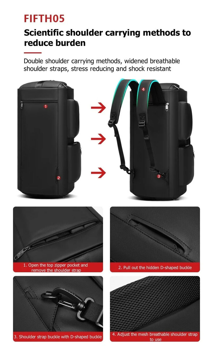 High Quality Waterproof Suit Bag For Men Large Capacity Travel Bag With Shoe Compartment Dry And Wet Separation Travel Organizer