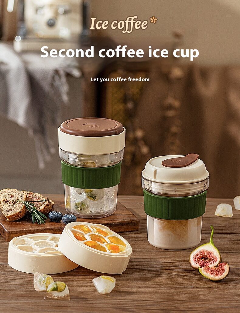 500ML Iced Brew Coffee Cup With Ice Cube Tray Leak Proof Versatile Iced Coffee Bottle For Home Office Travel Camping Tools