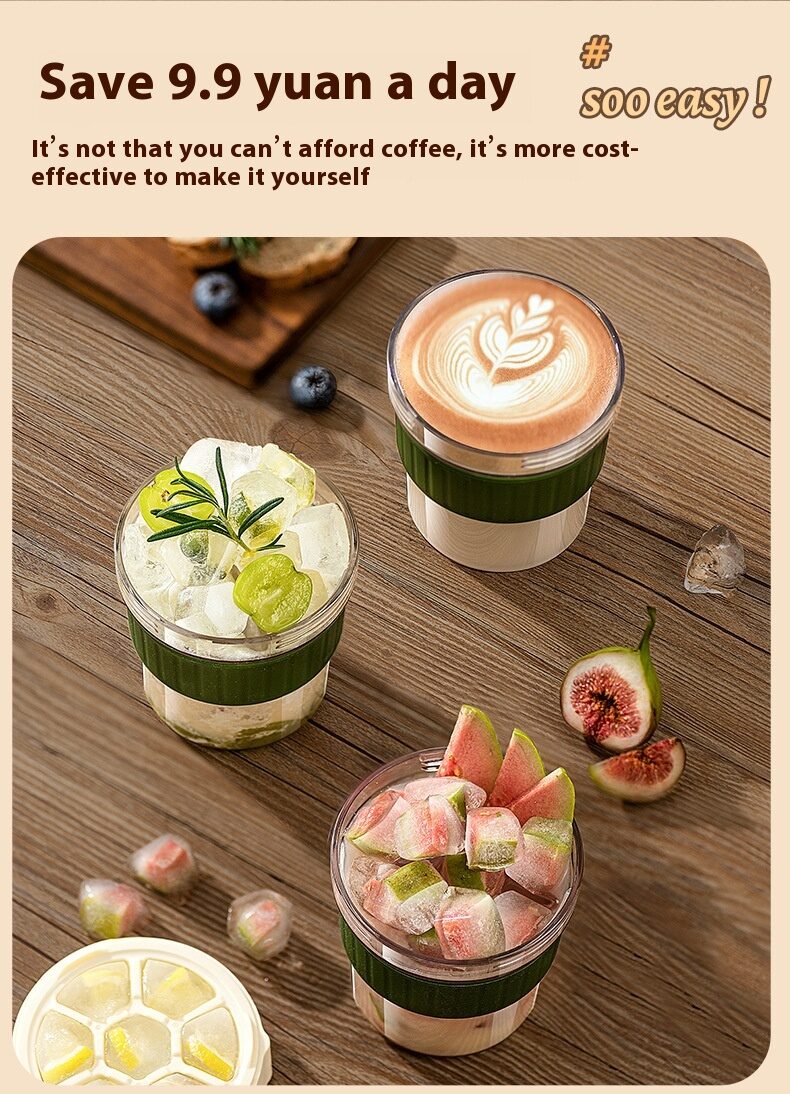 500ML Iced Brew Coffee Cup With Ice Cube Tray Leak Proof Versatile Iced Coffee Bottle For Home Office Travel Camping Tools