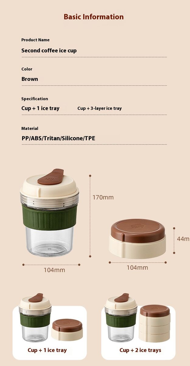 500ML Iced Brew Coffee Cup With Ice Cube Tray Leak Proof Versatile Iced Coffee Bottle For Home Office Travel Camping Tools