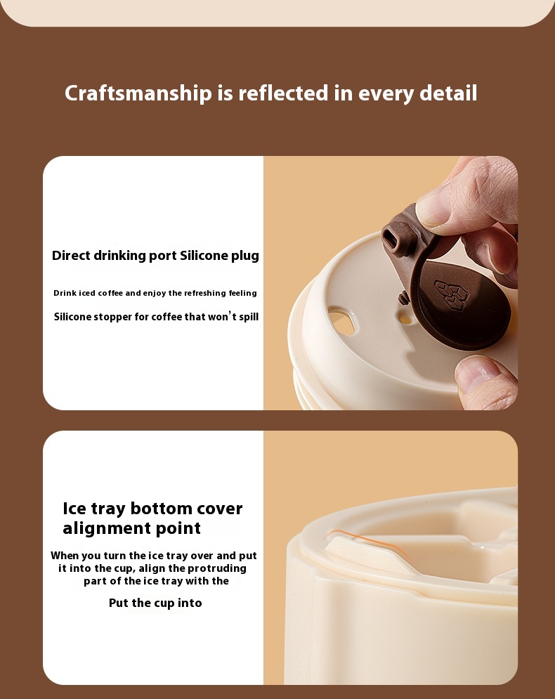 500ML Iced Brew Coffee Cup With Ice Cube Tray Leak Proof Versatile Iced Coffee Bottle For Home Office Travel Camping Tools